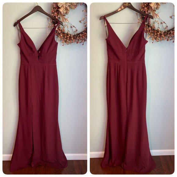 Dress The Population Womens VIOLA Long Dress Mermaid Gown SMALL in Burgundy - Picture 1 of 11